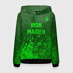 Толстовка-худи женская Iron Maiden - green gradient посередине, цвет: 3D-черный