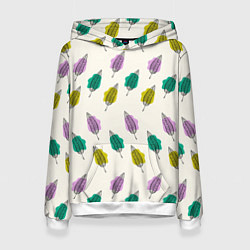Толстовка-худи женская Листья на пятнах, цвет: 3D-белый