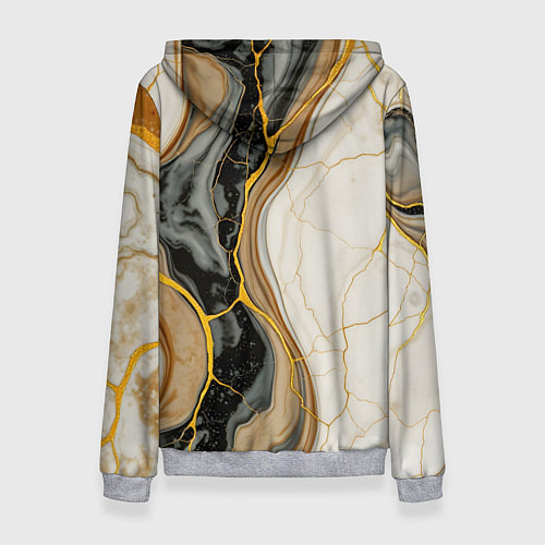 Женская толстовка Золотистые прожилки в мраморе / 3D-Меланж – фото 2