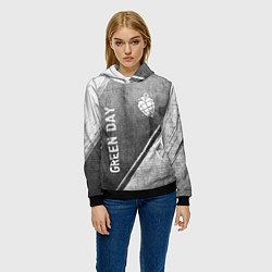 Толстовка-худи женская Green Day - grey gradient вертикально, цвет: 3D-черный — фото 2