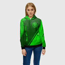 Толстовка-худи женская Three Days Grace - green gradient вертикально, цвет: 3D-черный — фото 2
