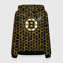 Толстовка-худи женская Бостон Брюинз - черные соты, цвет: 3D-черный