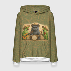 Толстовка-худи женская Надежды маленький оркестрик в оливковом, цвет: 3D-белый