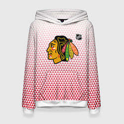 Толстовка-худи женская Чикаго Блэкхокс - красные треугольники с градиенто, цвет: 3D-белый