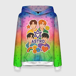 Толстовка-худи женская Astro коллаж из стикеров, цвет: 3D-белый