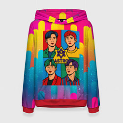 Толстовка-худи женская Astro разноцветный комикс, цвет: 3D-красный