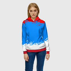 Толстовка-худи женская Патриот - флаг, цвет: 3D-красный — фото 2