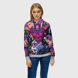 Толстовка-худи женская Стиль Cyberpunk, цвет: 3D-меланж — фото 2