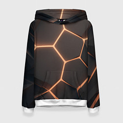 Толстовка-худи женская Серая текстура из сот, цвет: 3D-белый