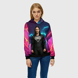 Толстовка-худи женская Bones в образе супергероя, цвет: 3D-черный — фото 2