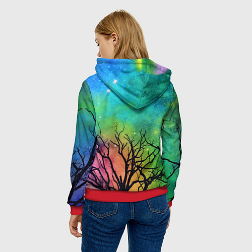 Женская толстовка Bones без зрачков держит череп в руках / 3D-Красный – фото 4