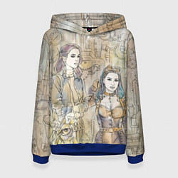 Толстовка-худи женская Девушки стимпанк, цвет: 3D-синий