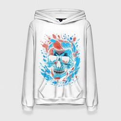 Толстовка-худи женская Крутой череп, цвет: 3D-белый