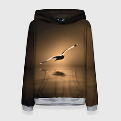 Толстовка-худи женская Летящая птица, цвет: 3D-меланж