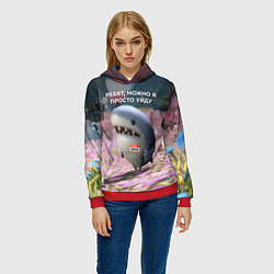 Толстовка-худи женская Ребят, можно я просто уйду - забавная акула Вика, цвет: 3D-красный — фото 2
