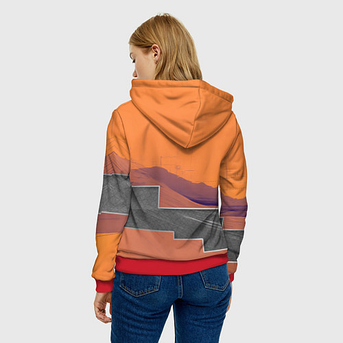 Женская толстовка Элитное авто в пустыни / 3D-Красный – фото 4