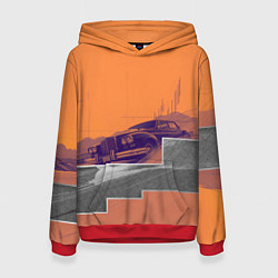 Толстовка-худи женская Элитное авто в пустыни, цвет: 3D-красный