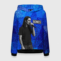 Толстовка-худи женская Bones стоит с микрофоном, цвет: 3D-черный