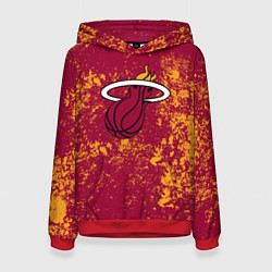 Толстовка-худи женская Майами Хит - брызги красок, цвет: 3D-красный