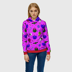 Толстовка-худи женская Halloween pink, цвет: 3D-красный — фото 2