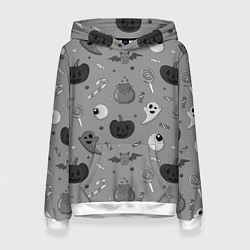 Толстовка-худи женская Halloween grey, цвет: 3D-белый