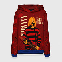 Толстовка-худи женская Нирвана, гранж из 90-х, цвет: 3D-синий