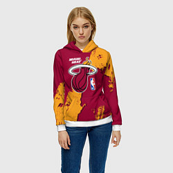 Толстовка-худи женская Майами Хит - разлитая краска, цвет: 3D-белый — фото 2