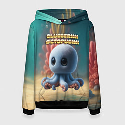 Толстовка-худи женская Blueberini Octopusini мем, цвет: 3D-черный