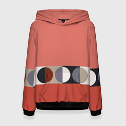 Толстовка-худи женская Луна Малевича розовый томат, цвет: 3D-черный