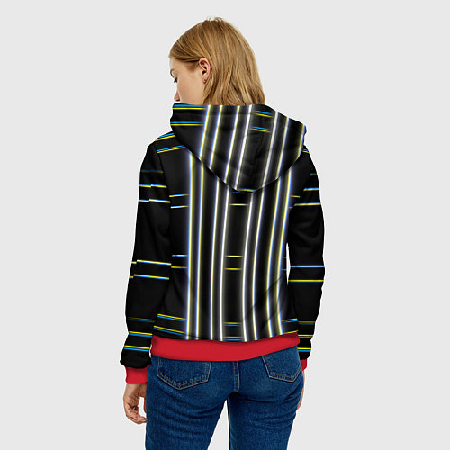 Женская толстовка Neon yellow blue white / 3D-Красный – фото 4