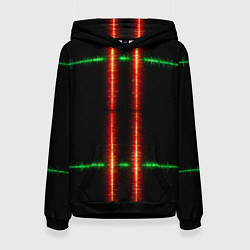 Толстовка-худи женская Color black green red lines, цвет: 3D-черный