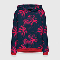 Толстовка-худи женская Palm pink black, цвет: 3D-красный