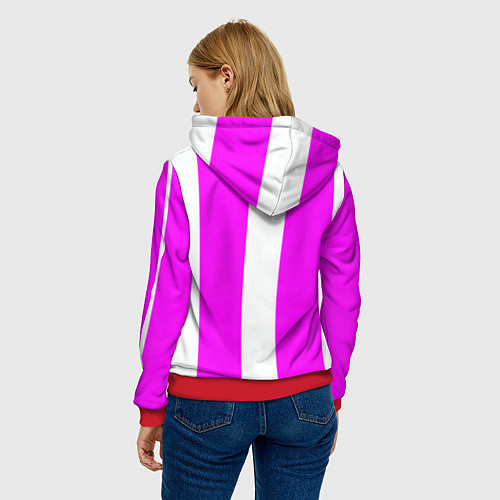Женская толстовка Color white pink line / 3D-Красный – фото 4