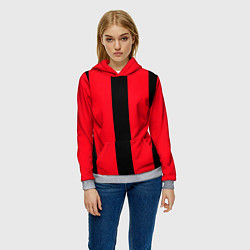Толстовка-худи женская Color black red line, цвет: 3D-меланж — фото 2