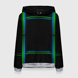 Толстовка-худи женская Neon green light blue, цвет: 3D-меланж