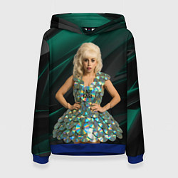Толстовка-худи женская Леди Гага в платье из дисков, цвет: 3D-синий