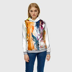 Толстовка-худи женская Разноцветные мазки кисти на палитре художника, цвет: 3D-меланж — фото 2