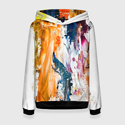 Толстовка-худи женская Разноцветные мазки кисти на палитре художника, цвет: 3D-черный