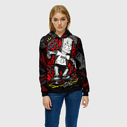 Толстовка-худи женская Татуированный барт, цвет: 3D-черный — фото 2