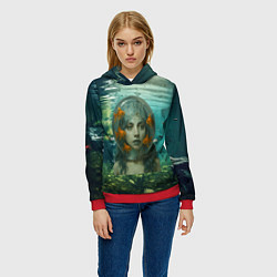 Толстовка-худи женская Леди Гага под водой в аквариуме, цвет: 3D-красный — фото 2