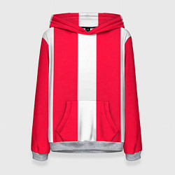 Толстовка-худи женская Color red white line, цвет: 3D-меланж