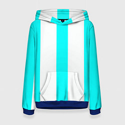 Толстовка-худи женская Color light blue white lines, цвет: 3D-синий