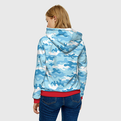 Женская толстовка ВМФ злой медведь с автоматом / 3D-Красный – фото 4