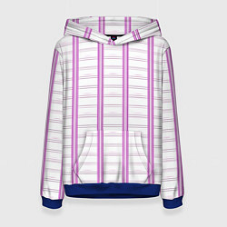 Толстовка-худи женская Color white cage pink line, цвет: 3D-синий