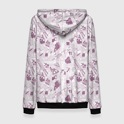 Женская толстовка Мемфис бордовый на белом геометрический клетчатый / 3D-Черный – фото 2