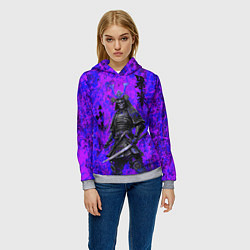 Толстовка-худи женская Призрак самурай - неоновые краски, цвет: 3D-меланж — фото 2