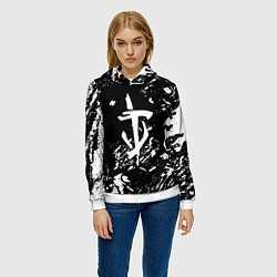 Толстовка-худи женская Doom белые краски штрихи, цвет: 3D-белый — фото 2