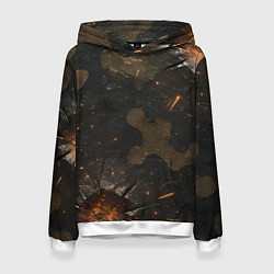 Толстовка-худи женская Камуфляж со следами от пуль, цвет: 3D-белый