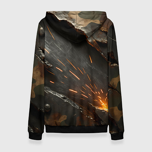 Женская толстовка Искры метала под камуфляжем / 3D-Черный – фото 2