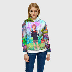 Толстовка-худи женская Дандадан Сиратори Айра держит мороженое, цвет: 3D-белый — фото 2